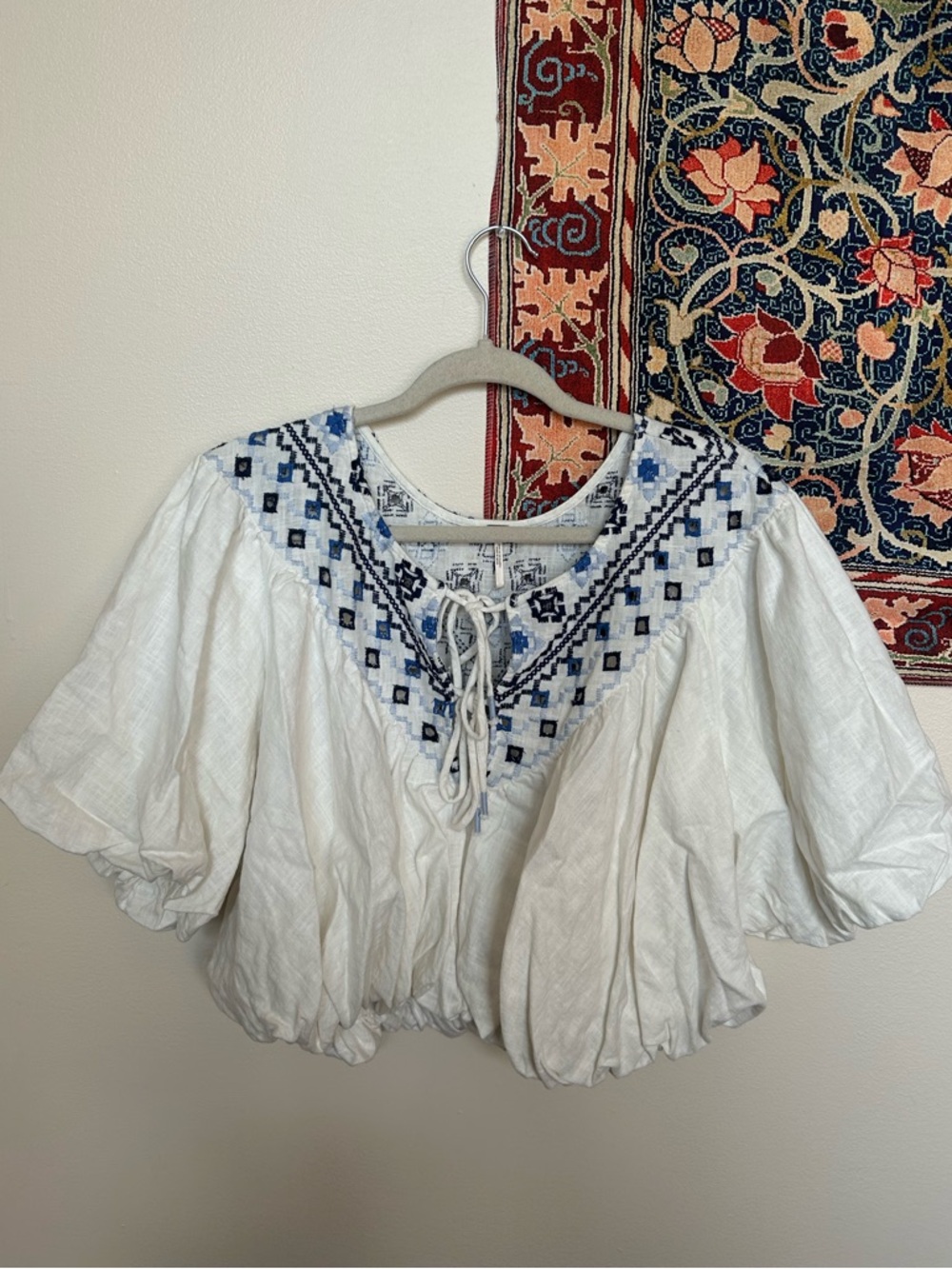 Free people cropped blouse with ties